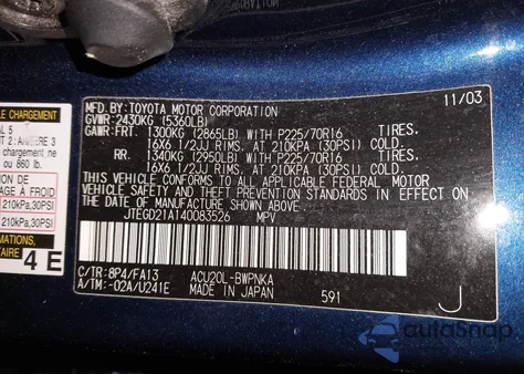 2004 Toyota Highlander z USA, uszkodzony, nr VIN JTEGD21A140083526